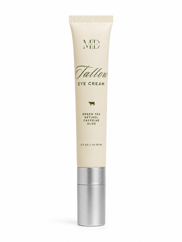 M.D. Blend Tallow Eye Cream with caffeine and retinol for puffiness and dark circles